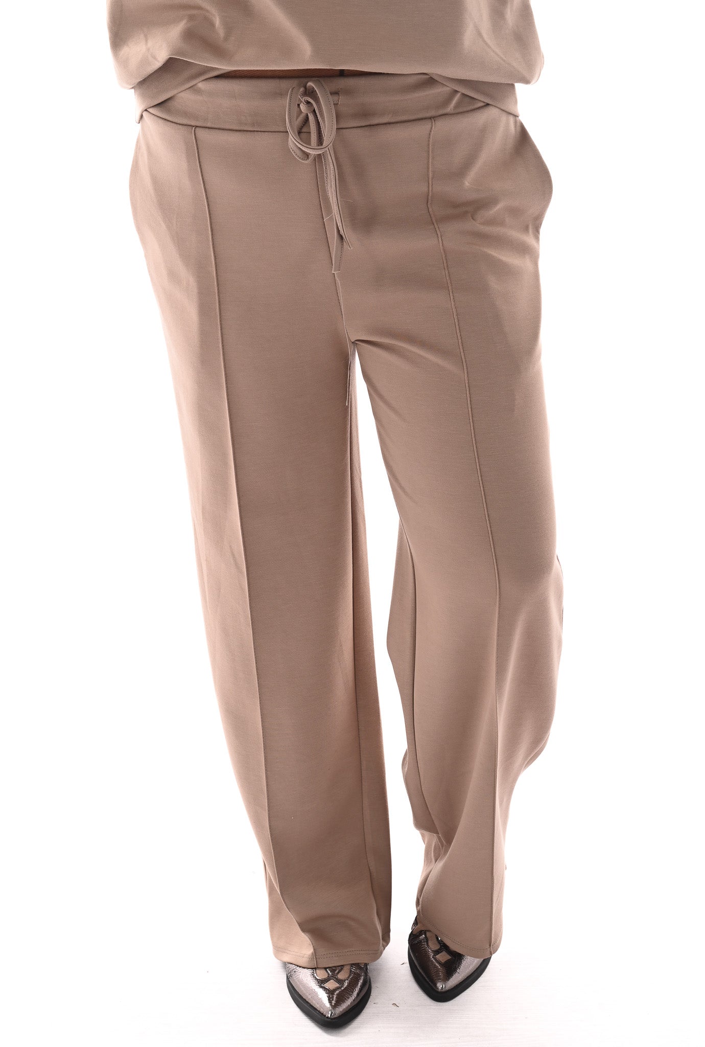 Tweedelig pak basic v-hals taupe