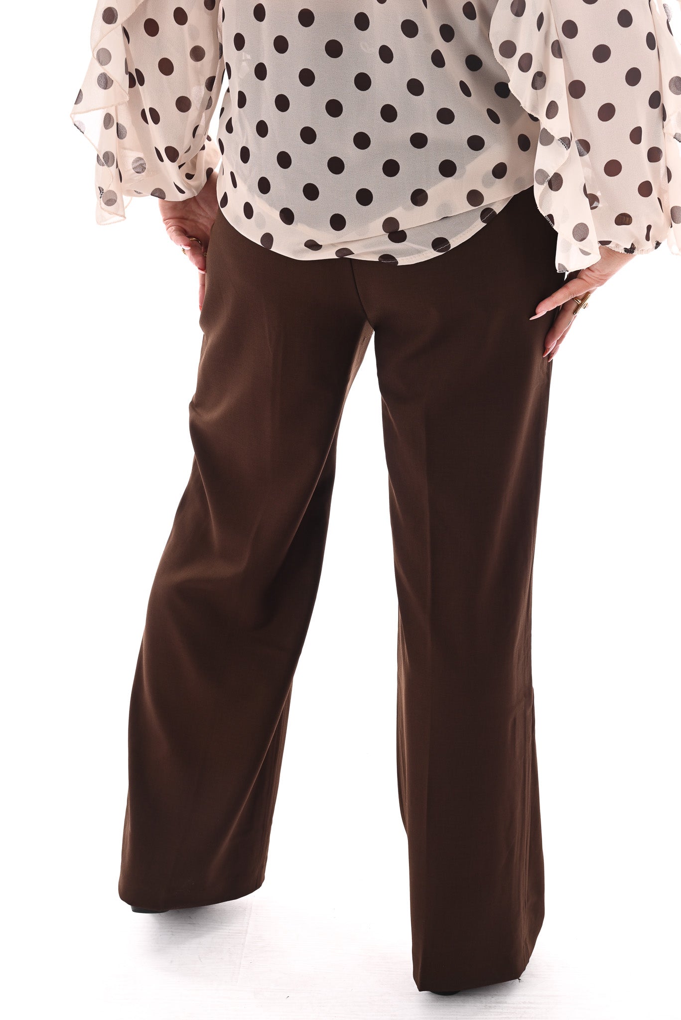 Norfy pantalon wide leg bruin