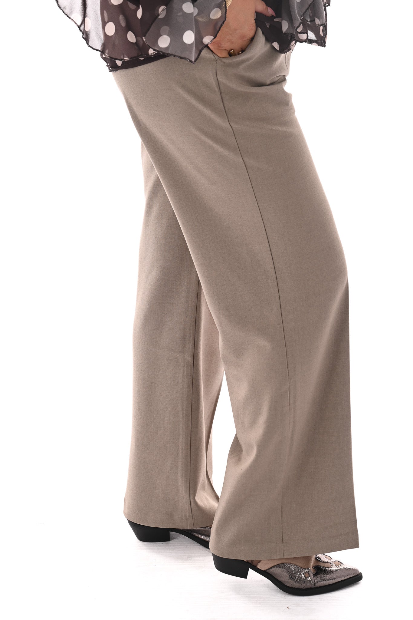 Norfy pantalon wide leg taupe