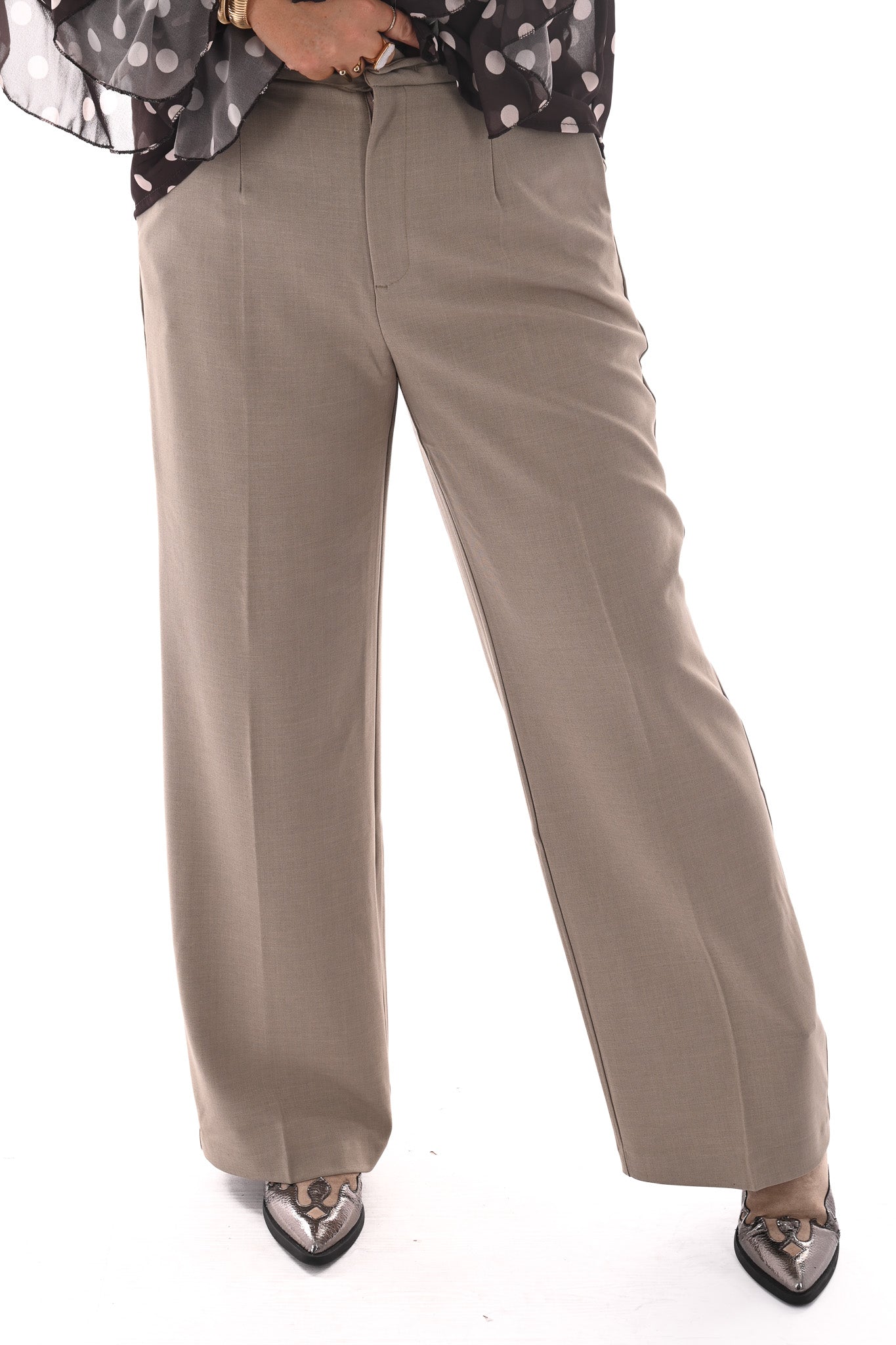 Norfy pantalon wide leg taupe