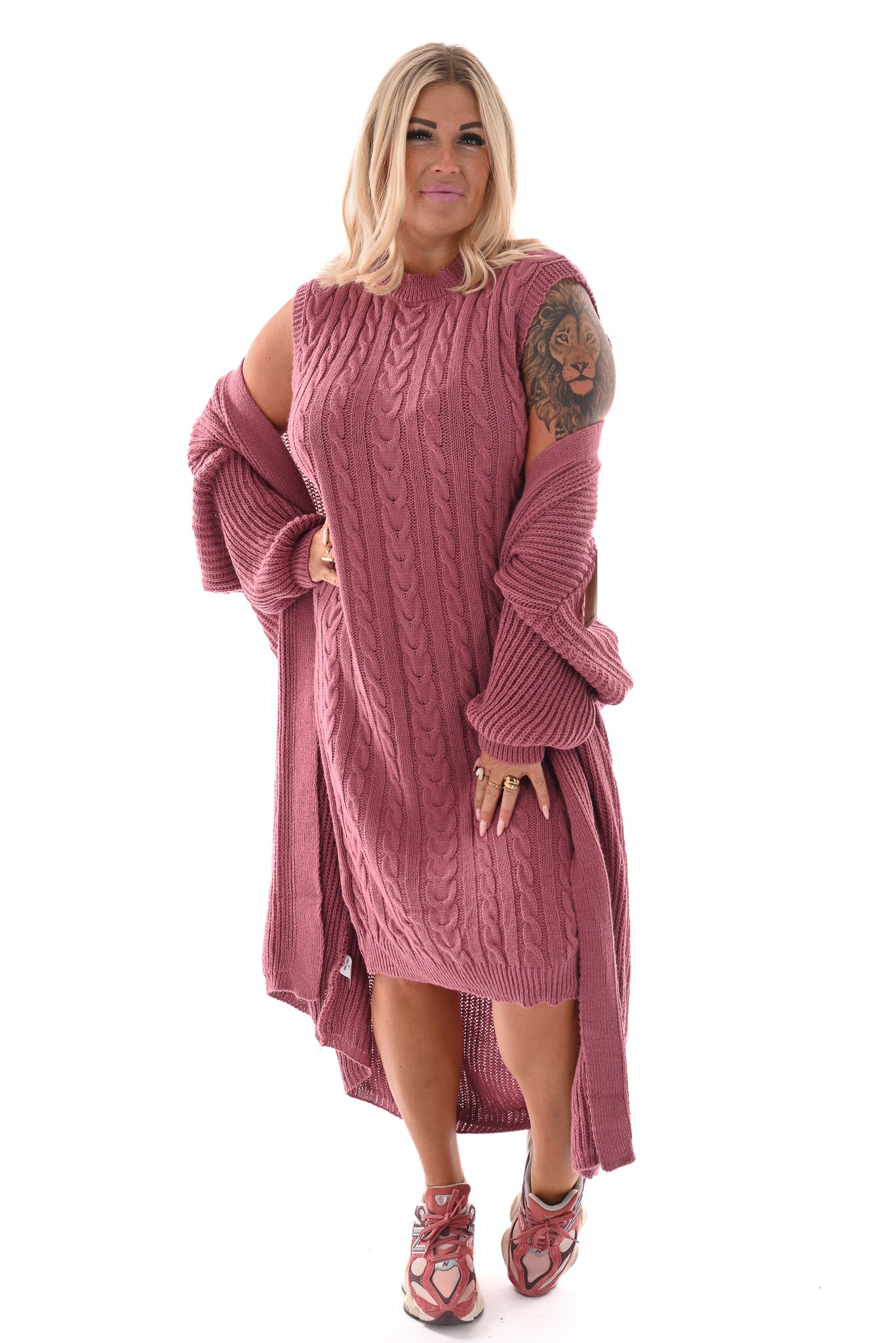 Jurk met vest set oudroze