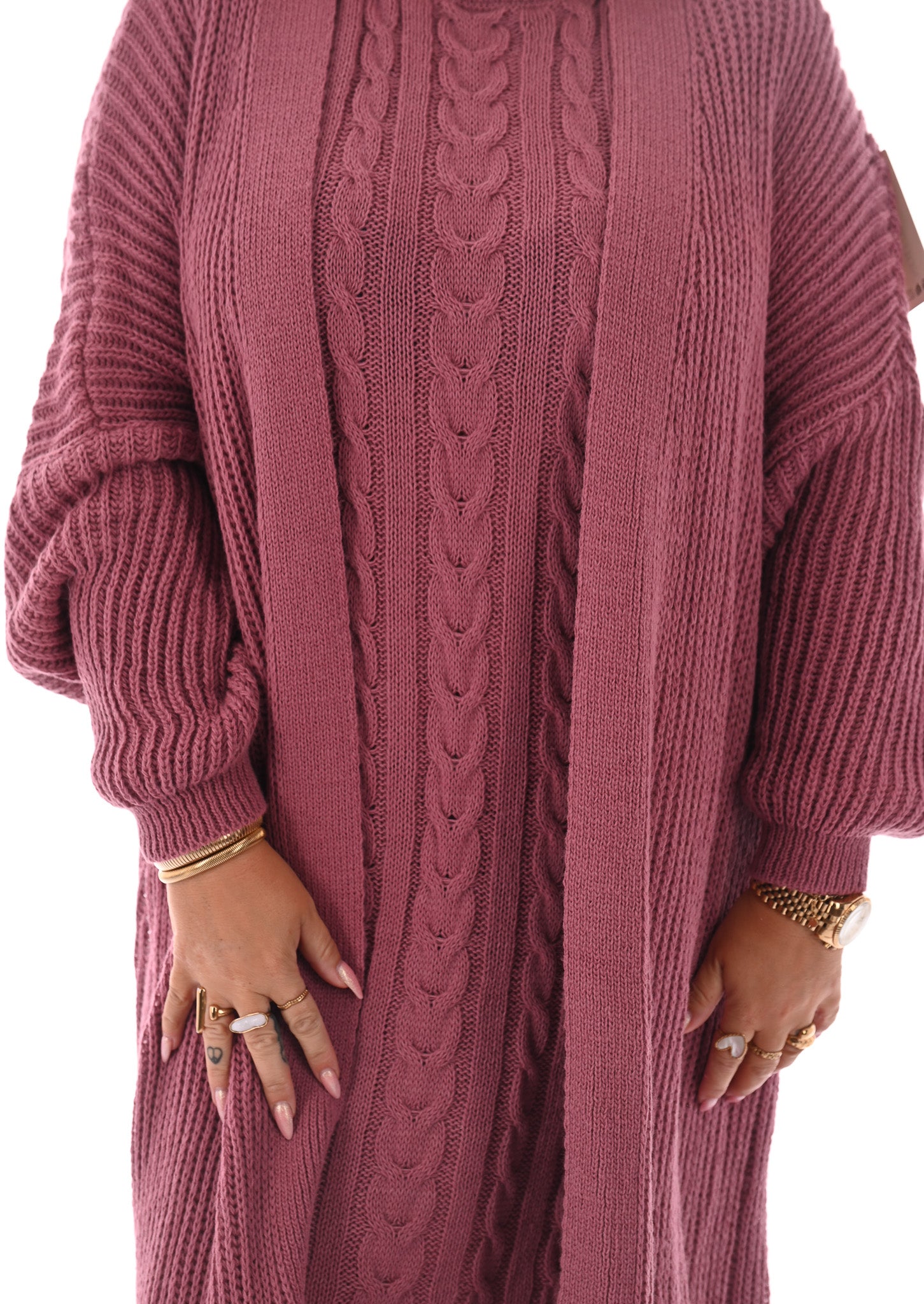 Jurk met vest set oudroze