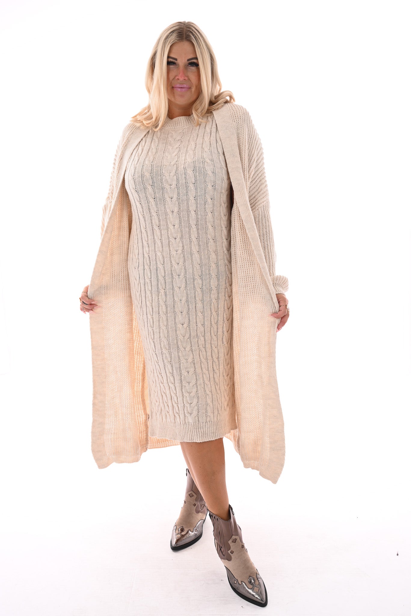 Jurk met vest set roomwit