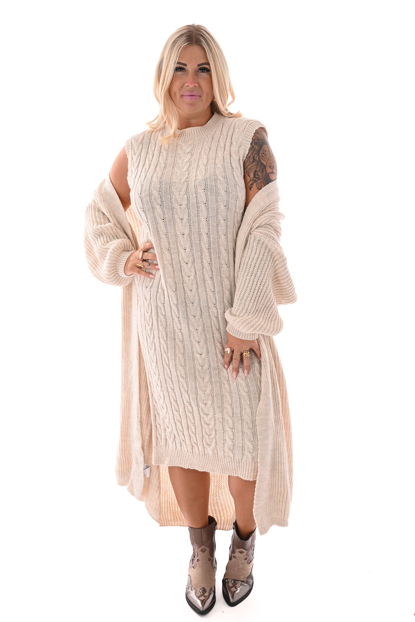 Jurk met vest set roomwit