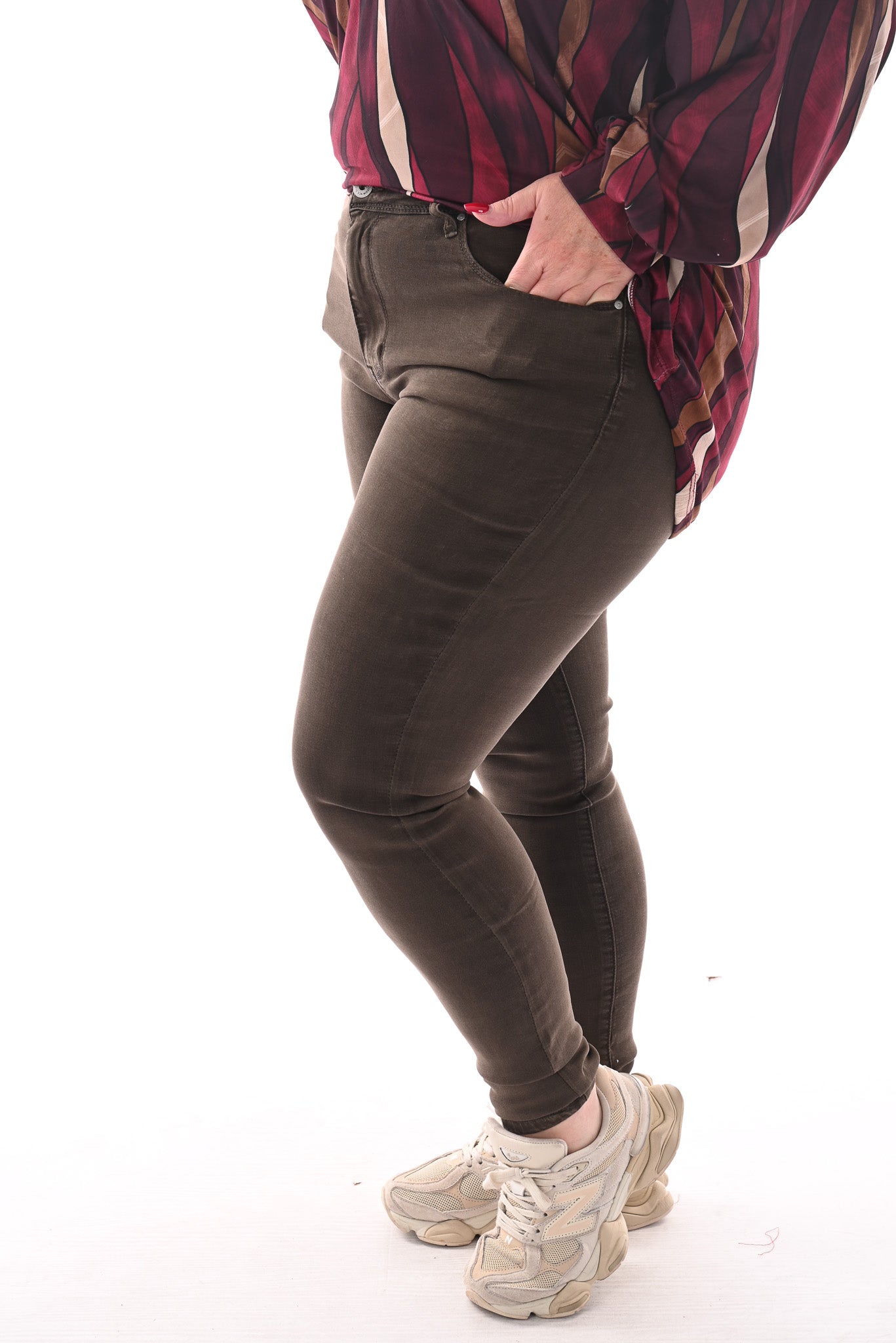 Goodies jeans skinny highwaist donkerbruin