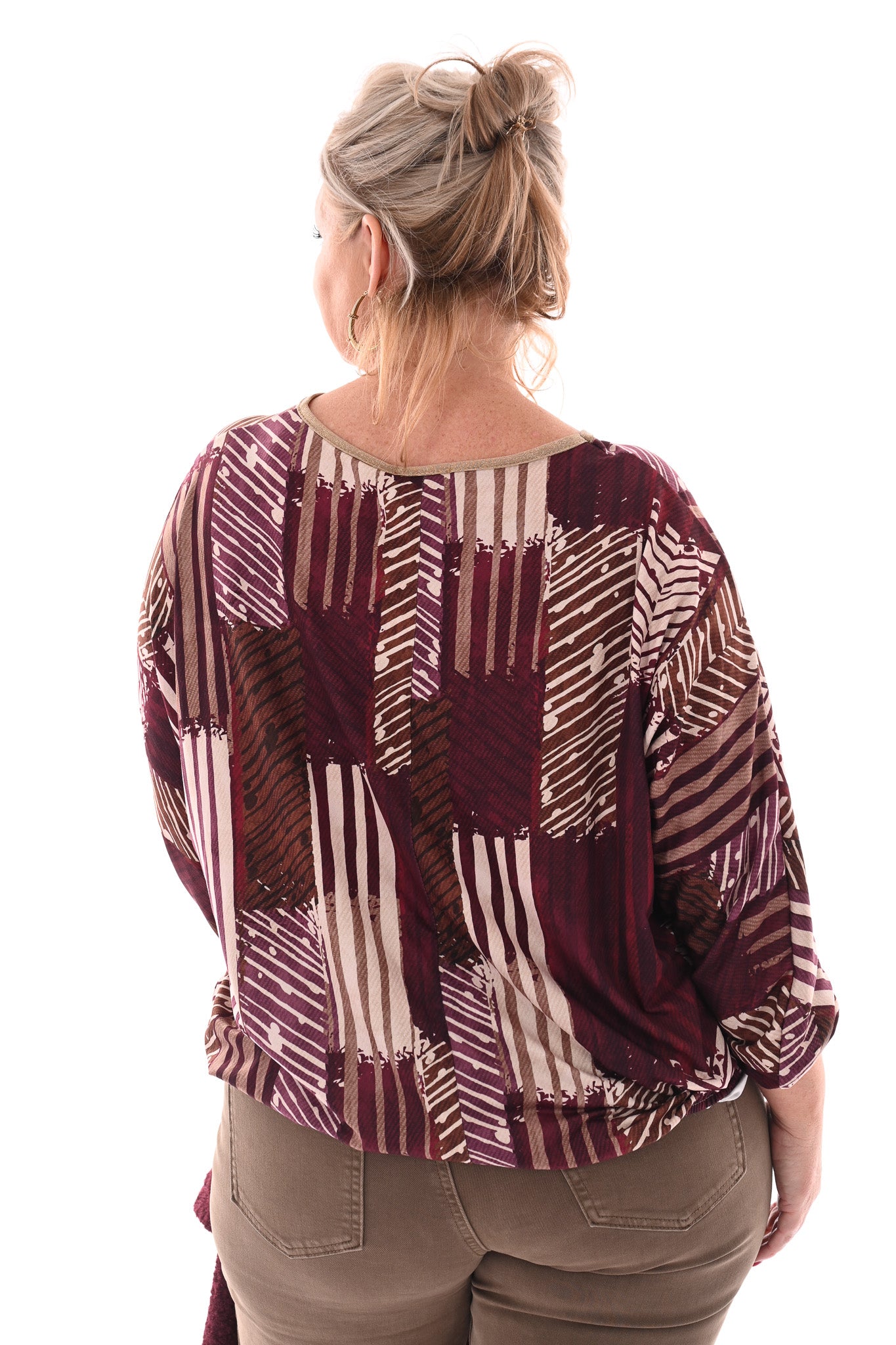Top lijnen ronde hals bordeaux