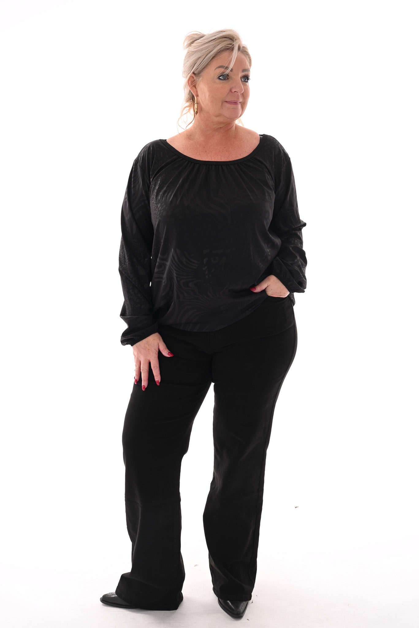 Ballon top dierenmix zwart