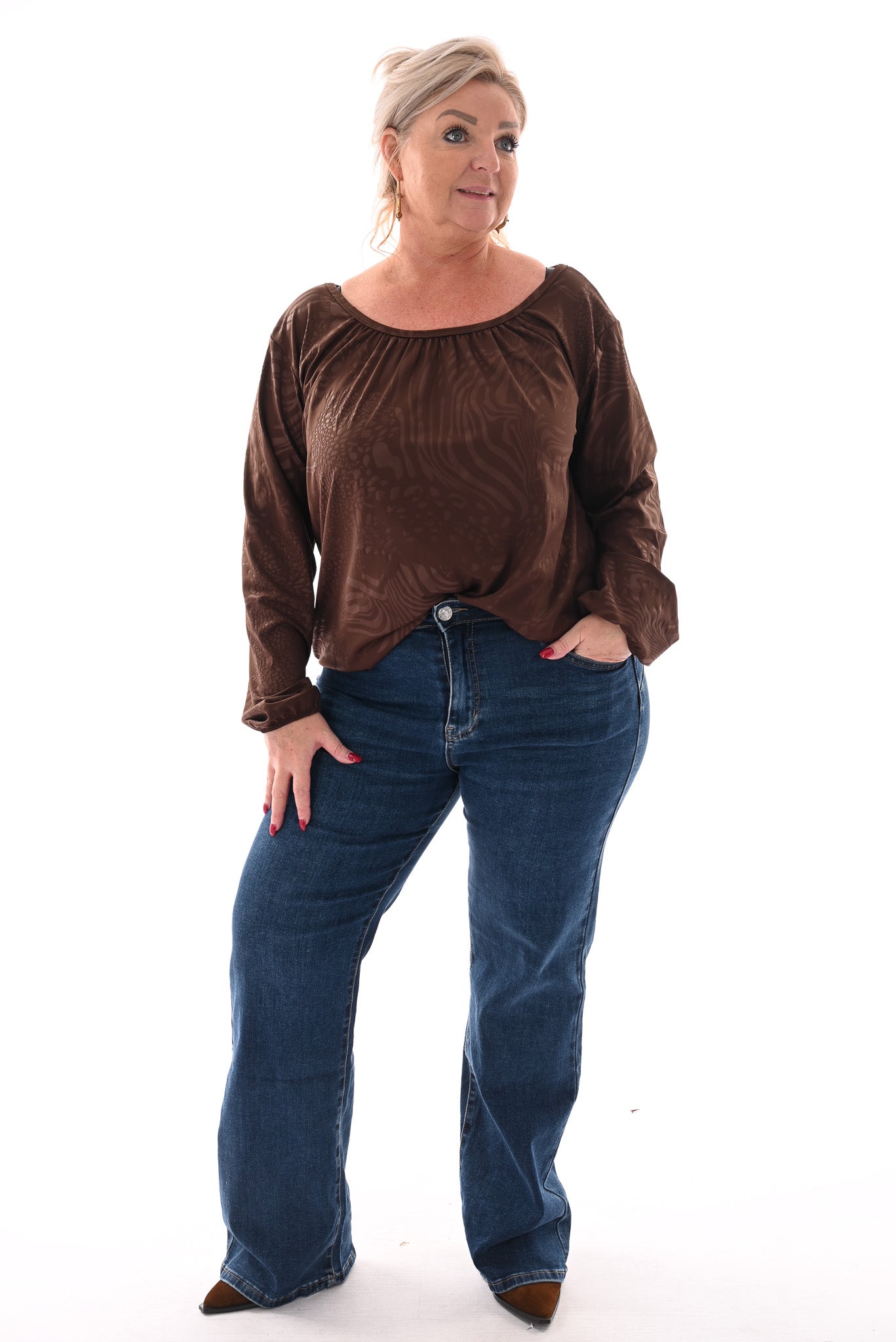 Ballon top dierenmix bruin