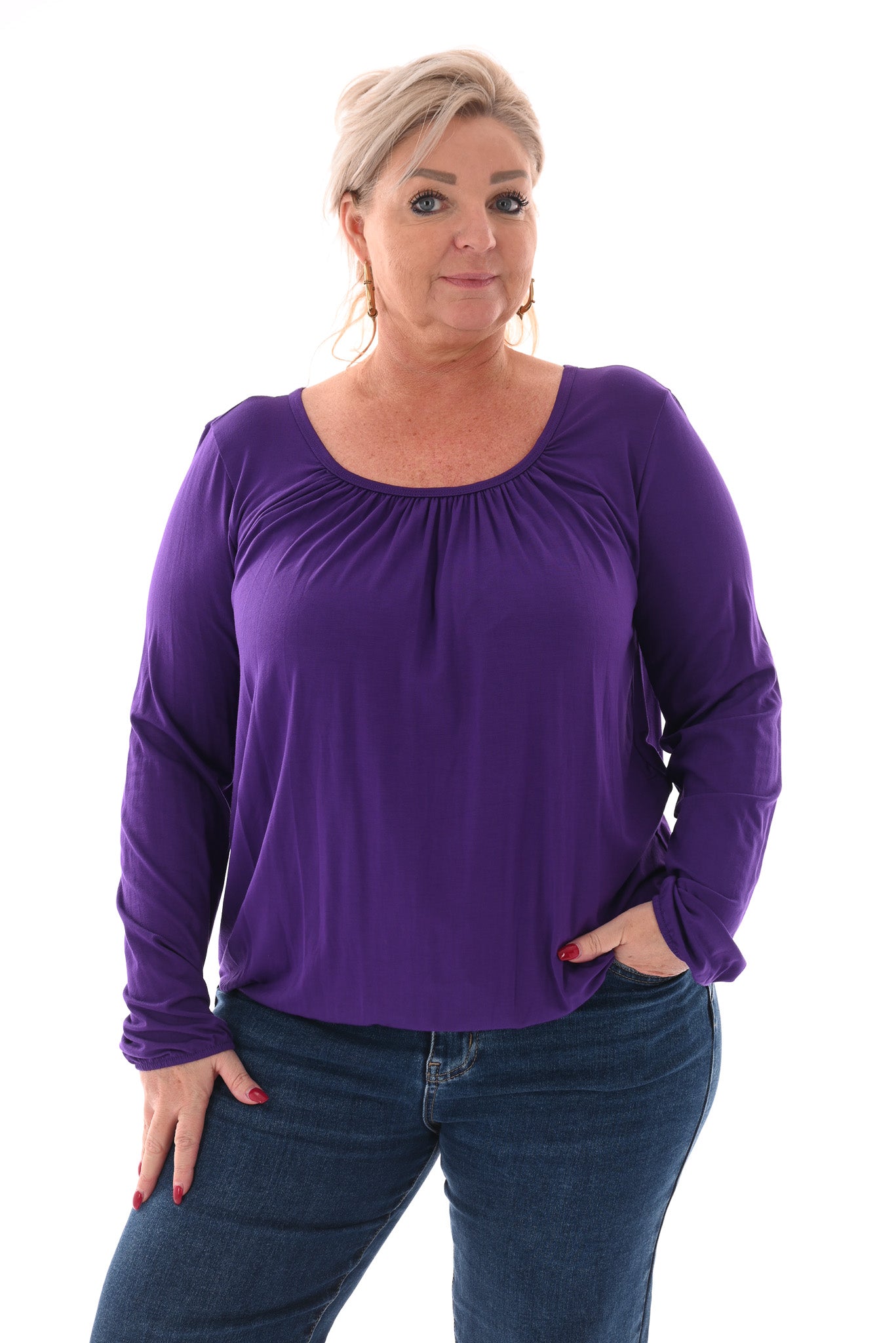 Basic top ronde hals paars