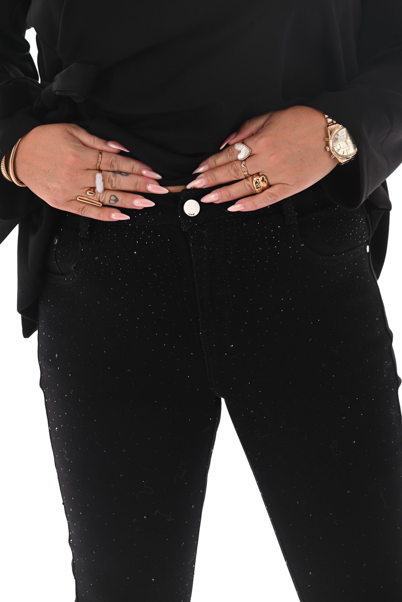 G-smack flared leg strass zwart