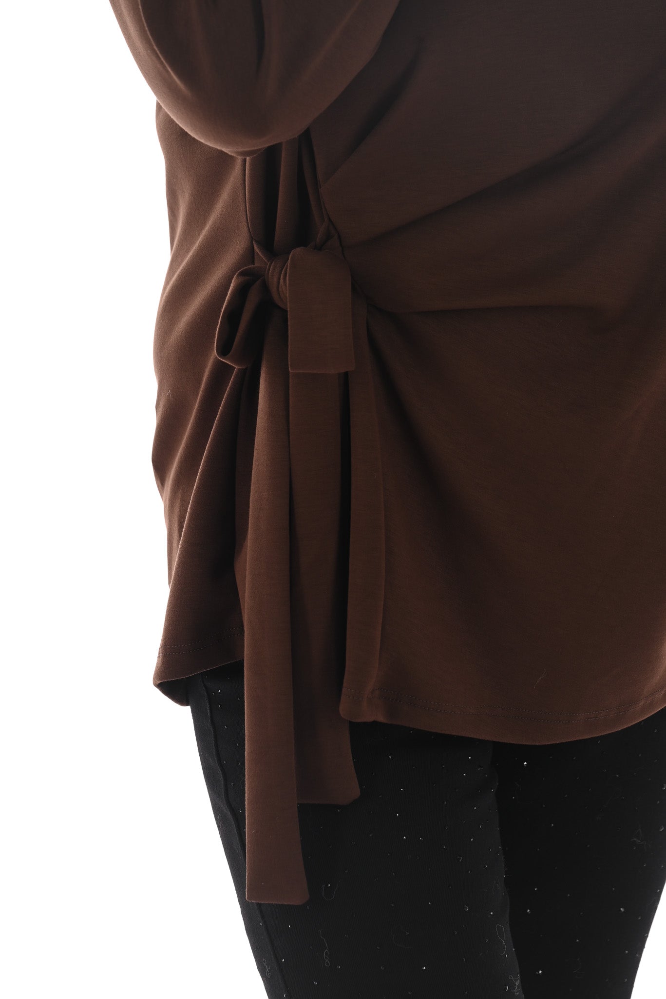 Top met knoop detail donkerbruin