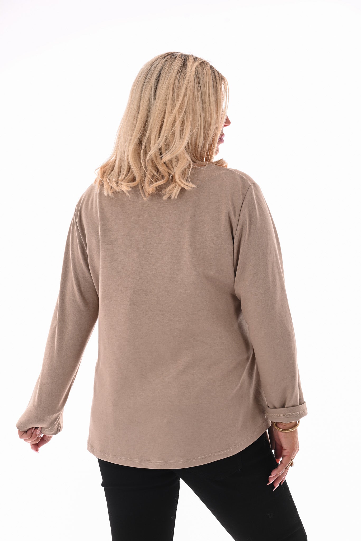 Top met knoop detail beige