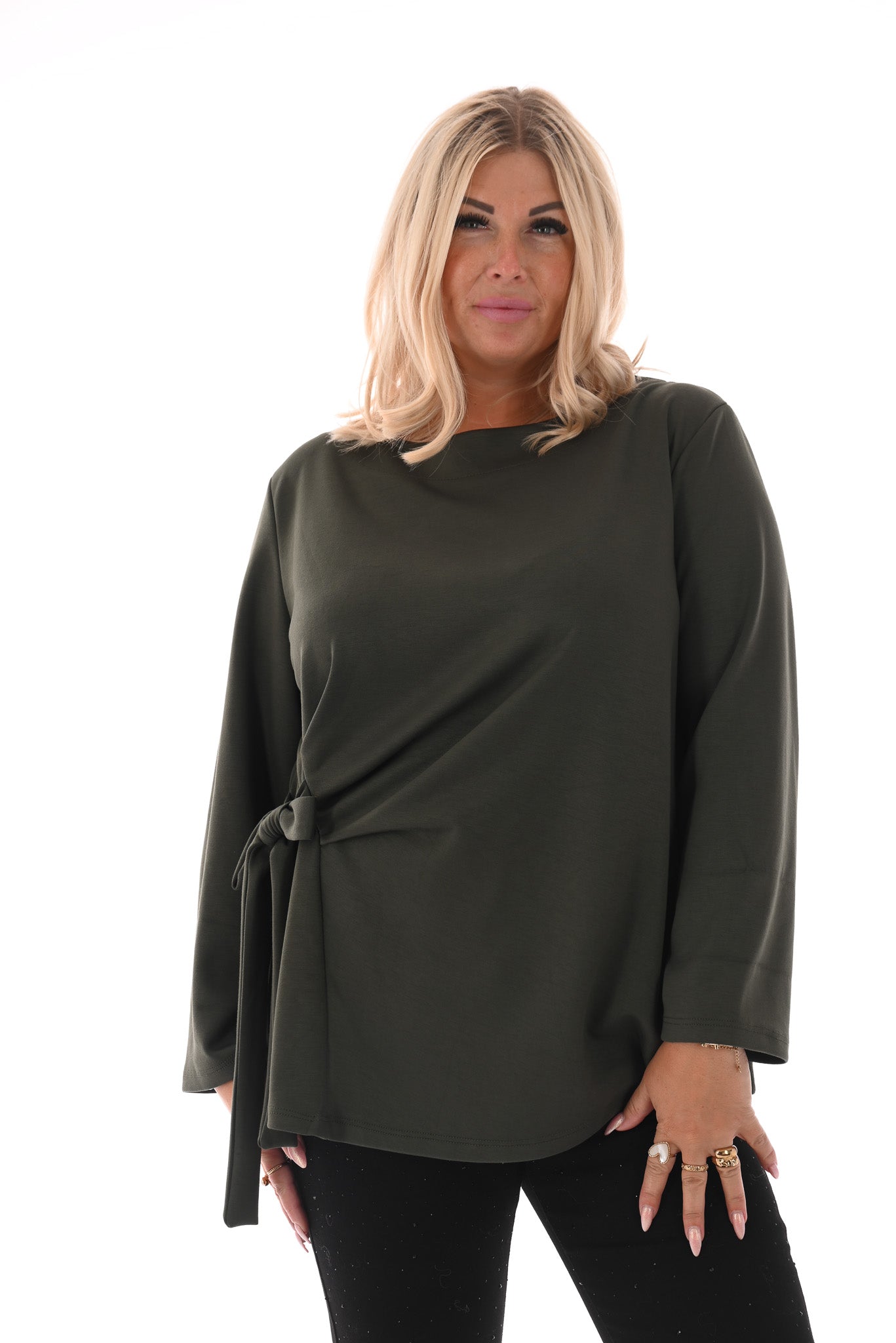 Top met knoop detail olijfgroen