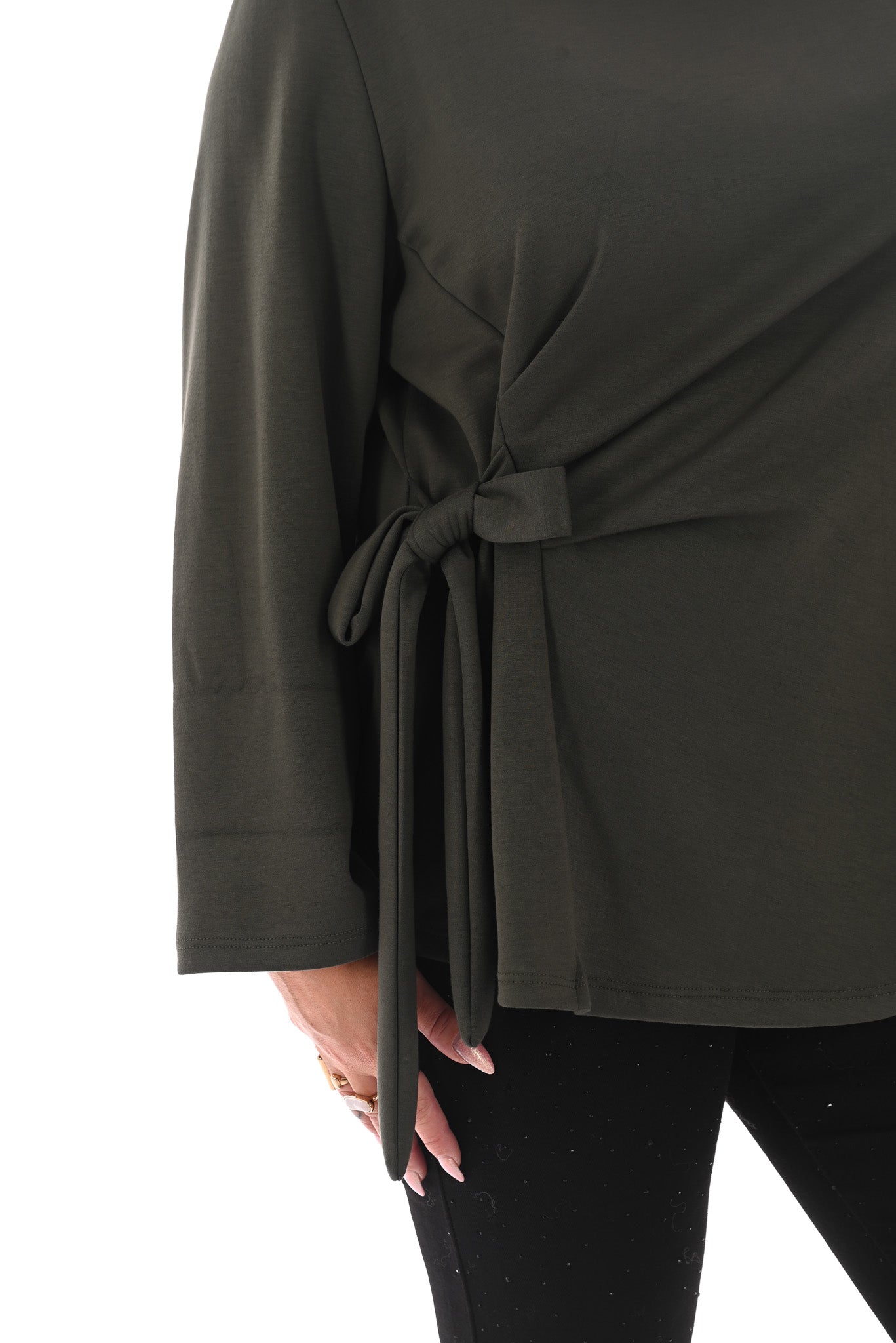 Top met knoop detail olijfgroen