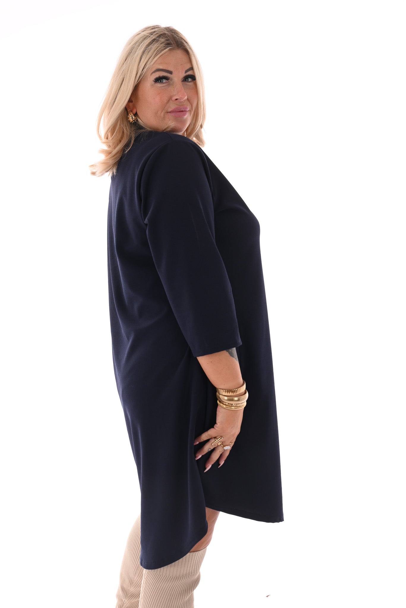 Tuniek 3/4e mouwen met zakken marineblauw