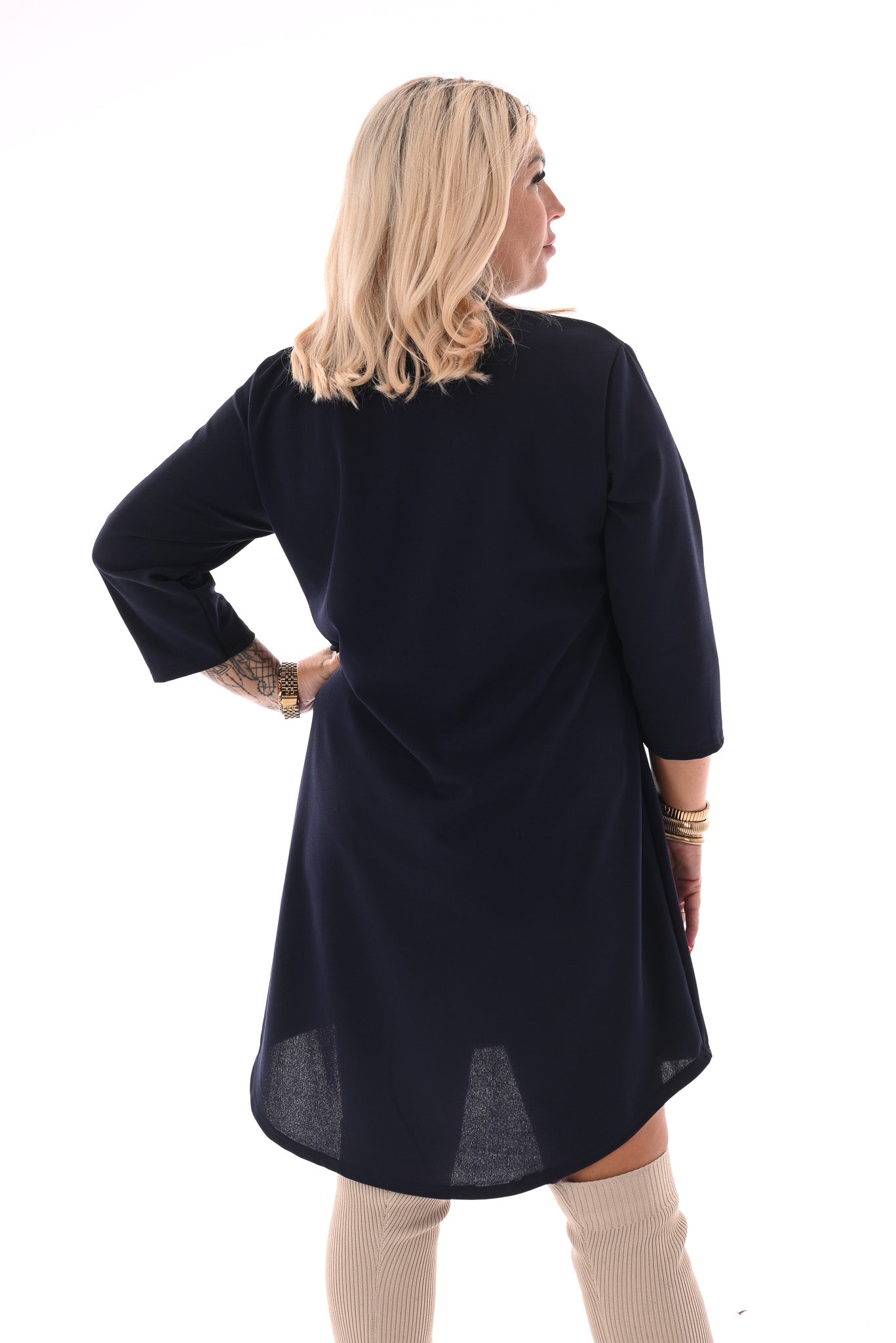 Tuniek 3/4e mouwen met zakken marineblauw