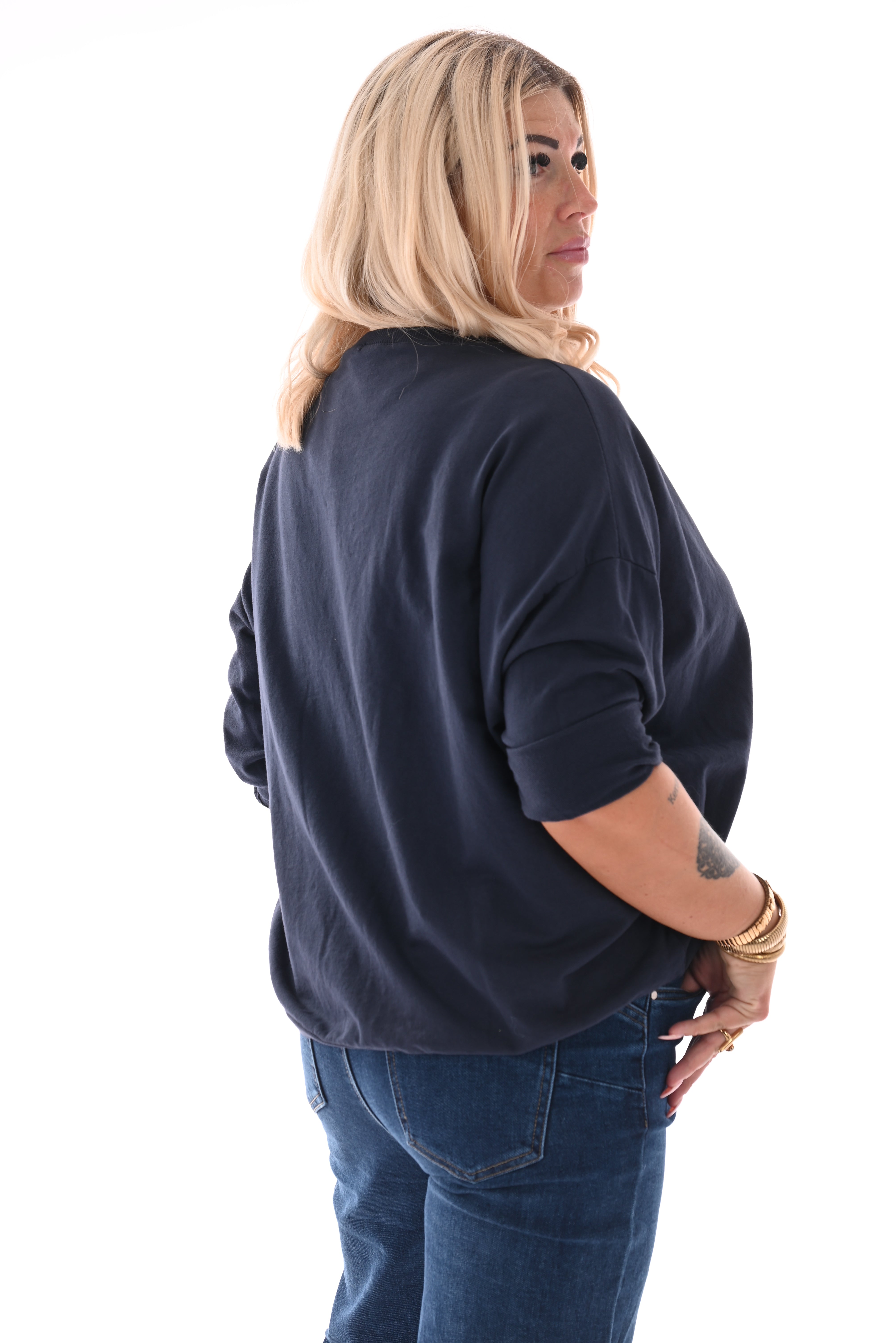Basic top marineblauw