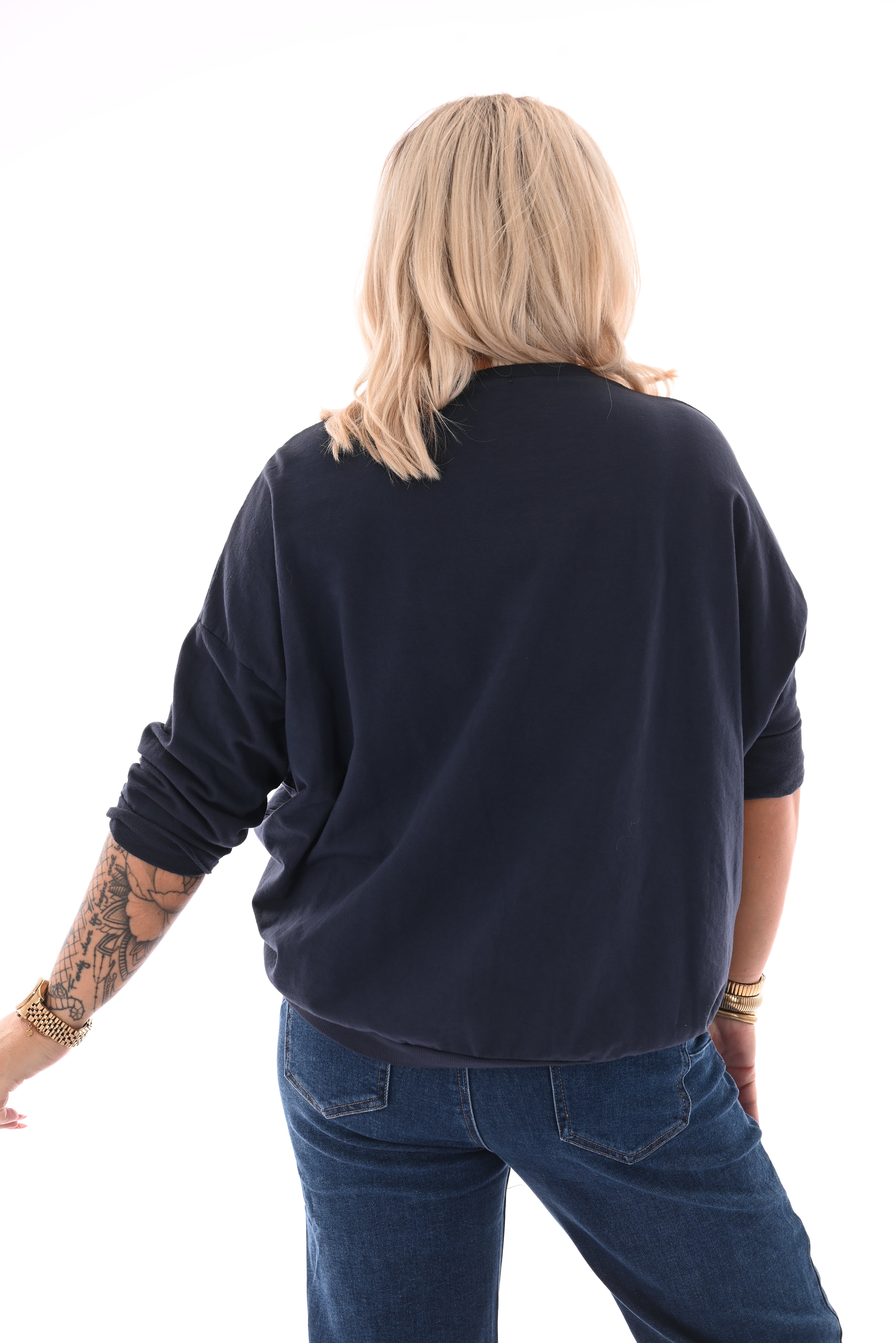 Basic top marineblauw