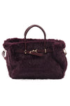 Furry handtas riemdetail aubergine