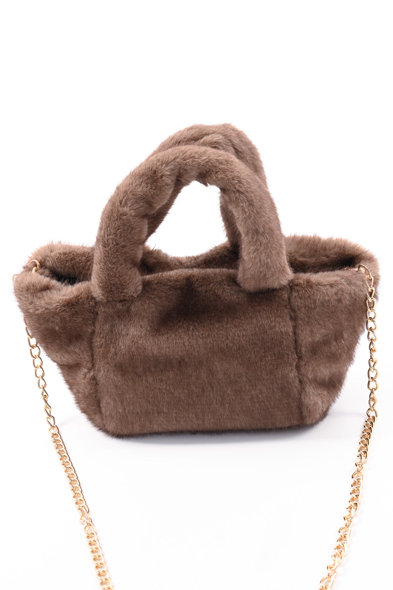 Furry handtas klein bruin