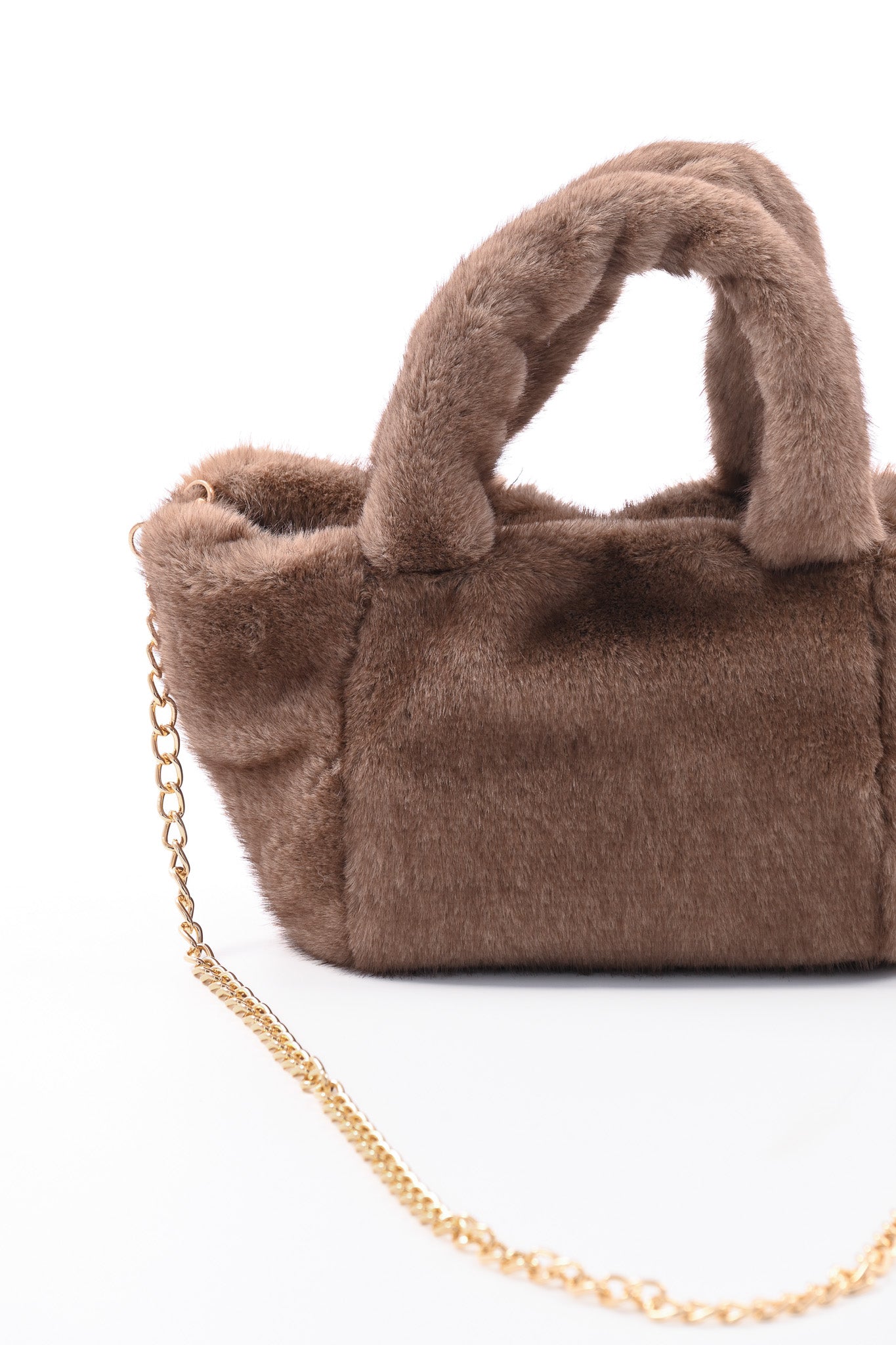 Furry handtas klein bruin