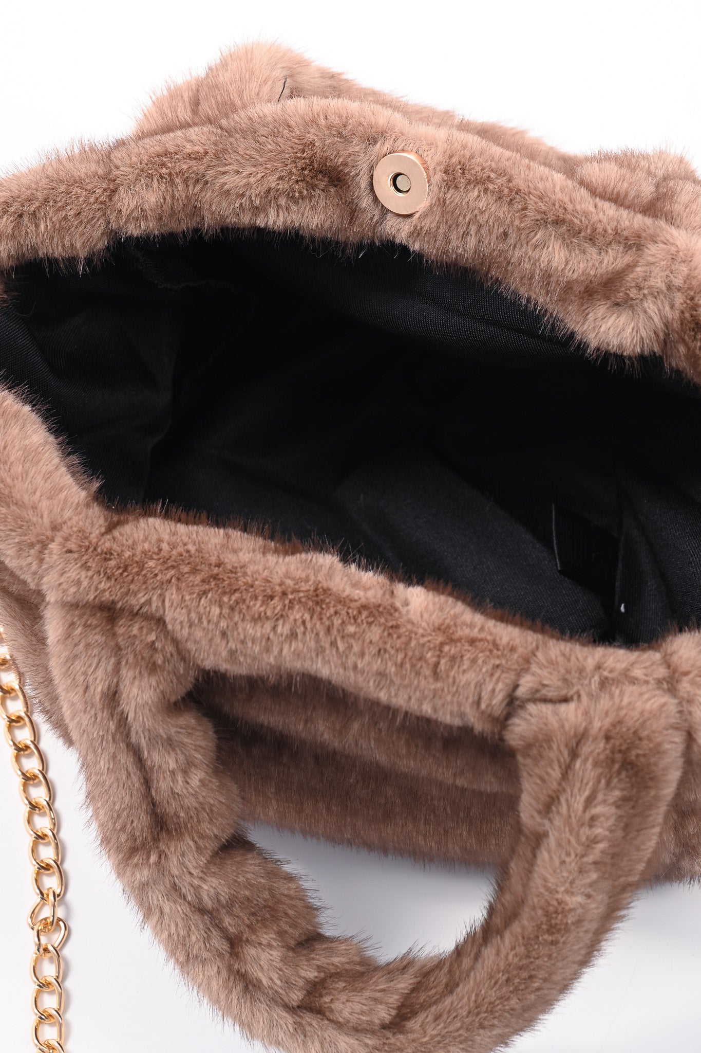 Furry handtas klein bruin