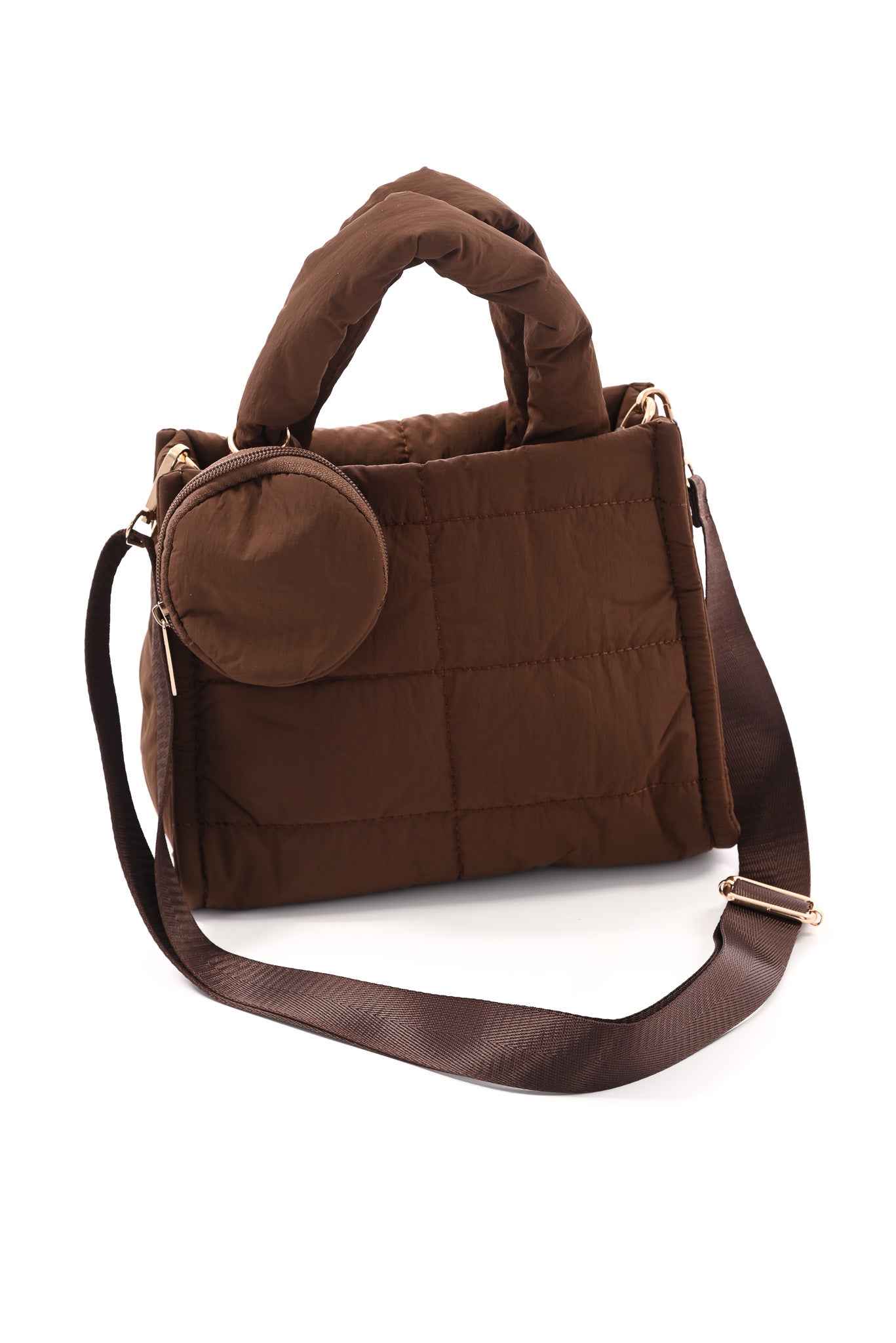 Mini puffer tas bruin