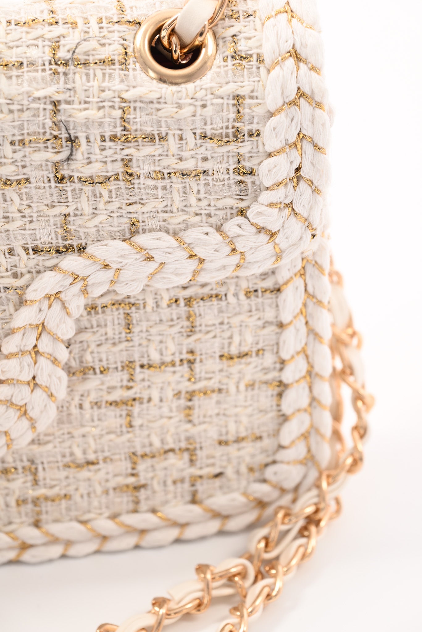 Mini schoudertas lurex roomwit