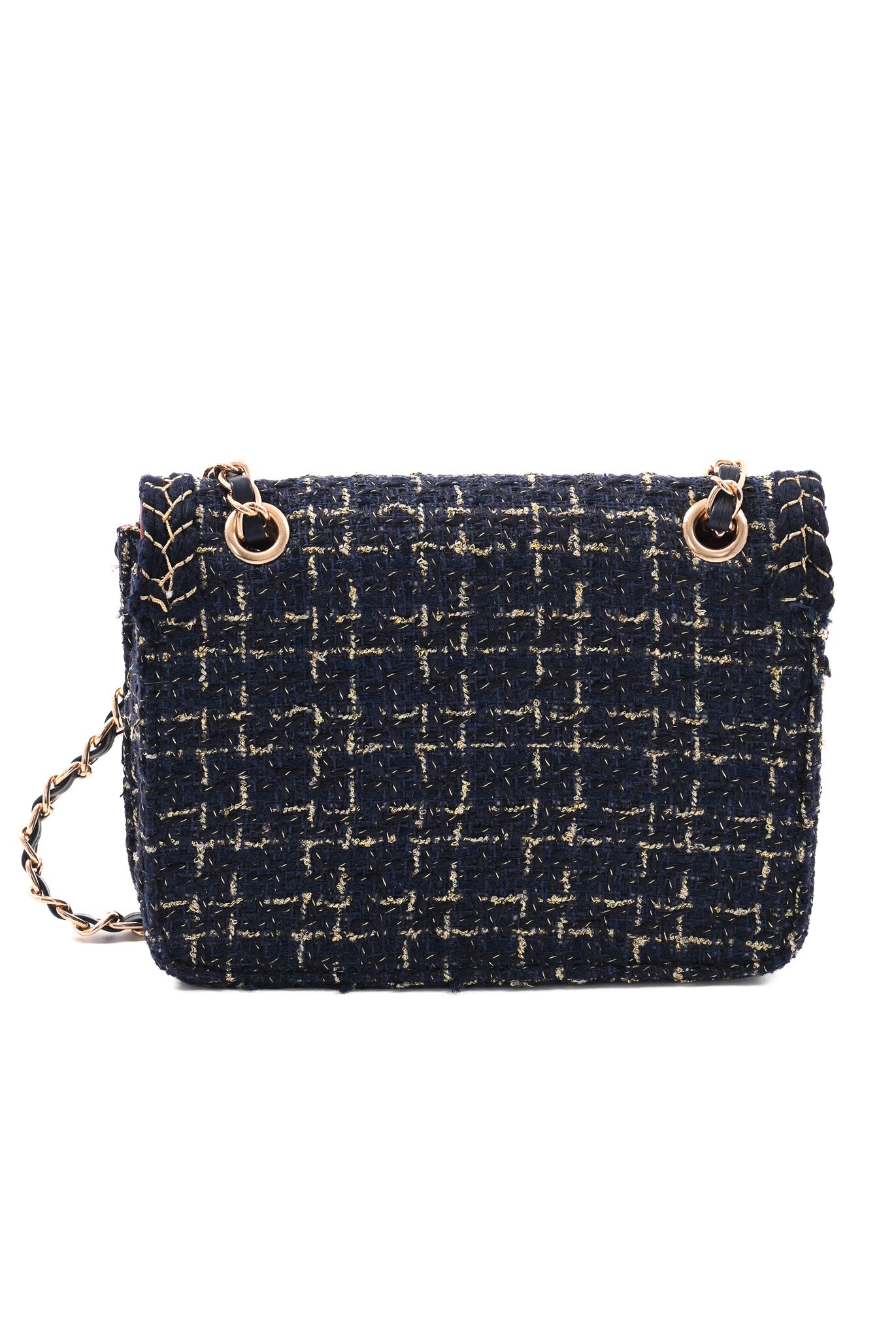 Mini schoudertas lurex marineblauw