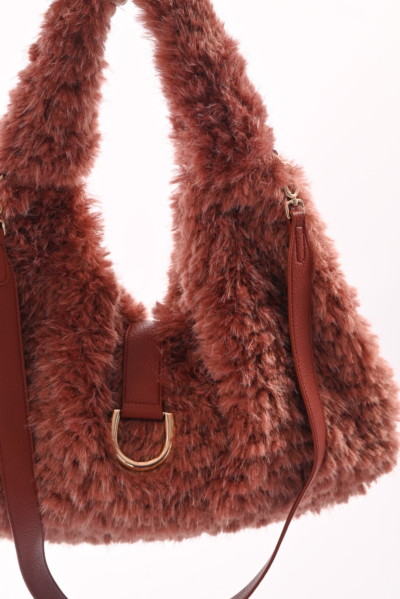 Furry schoudertas mauve