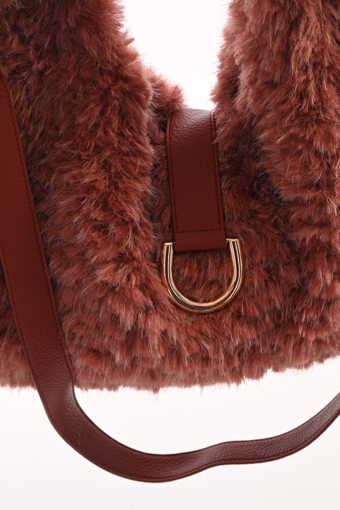 Furry schoudertas mauve