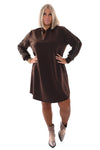 Tuniek deluxe v-hals gouden bies donkerbruin
