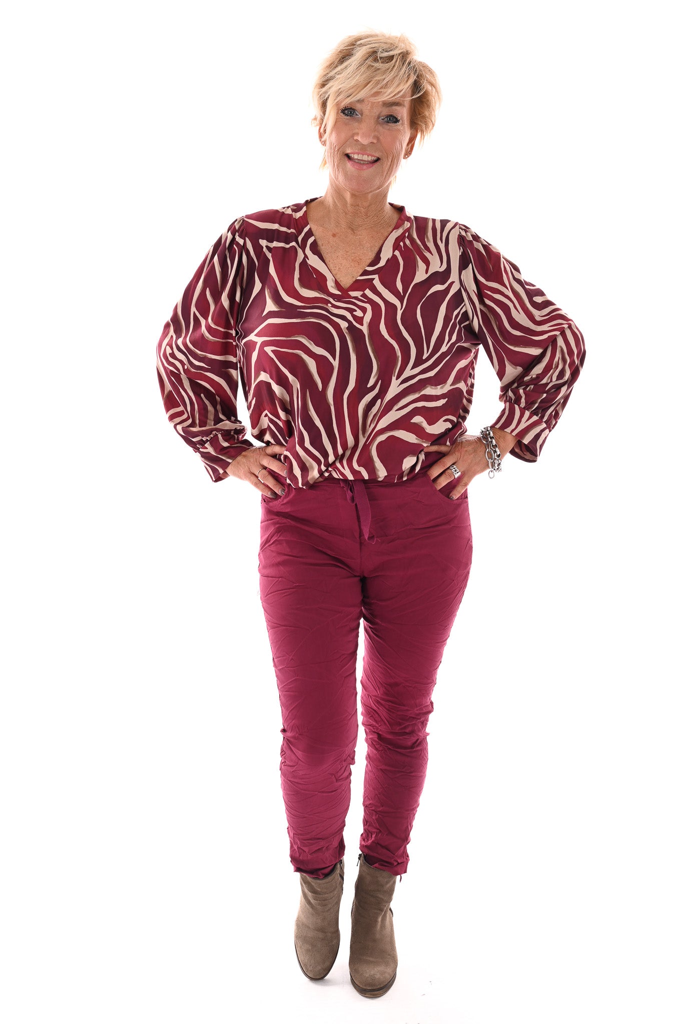 Stretchbroek uni cherry