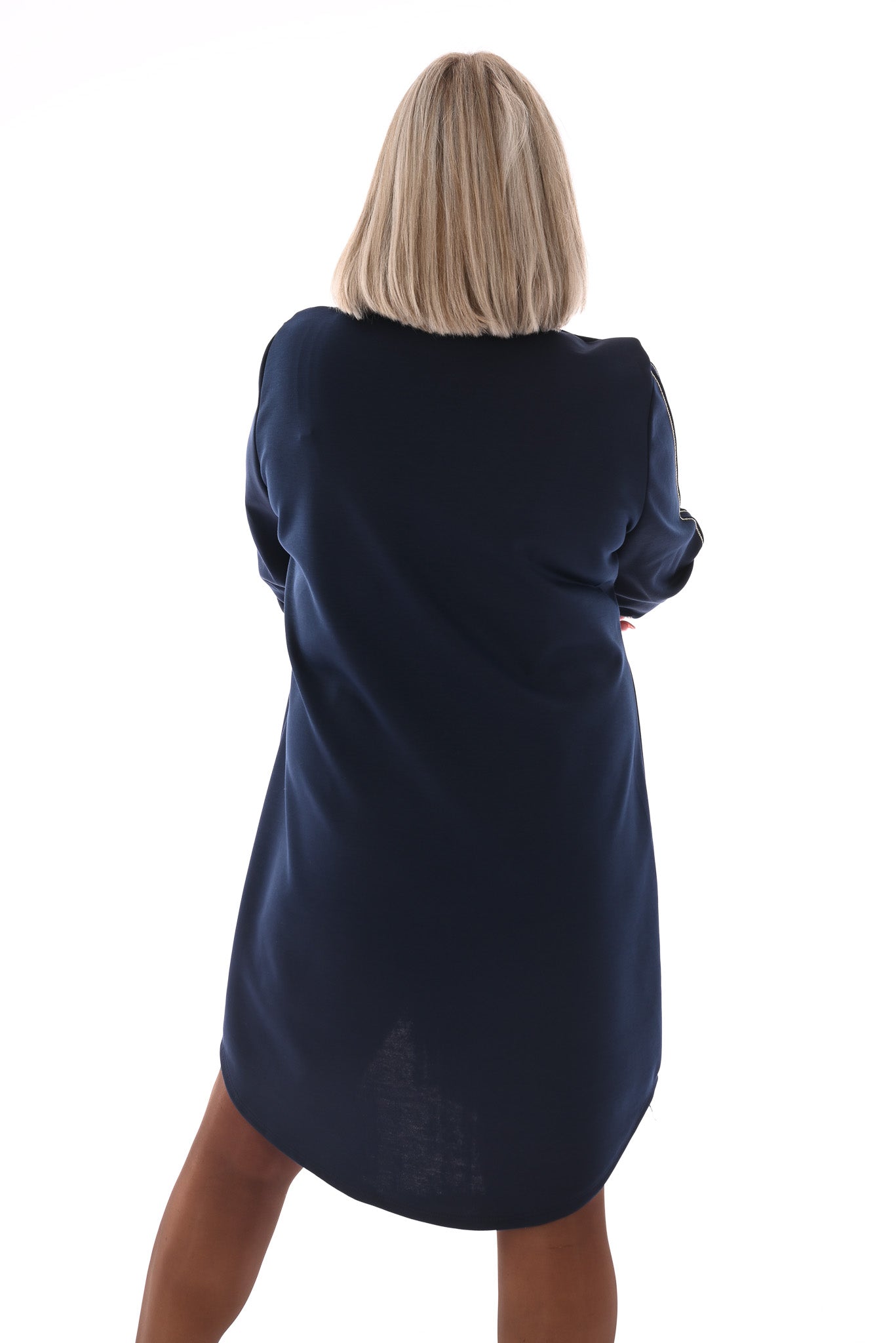 Tuniek deluxe v-hals gouden bies marineblauw