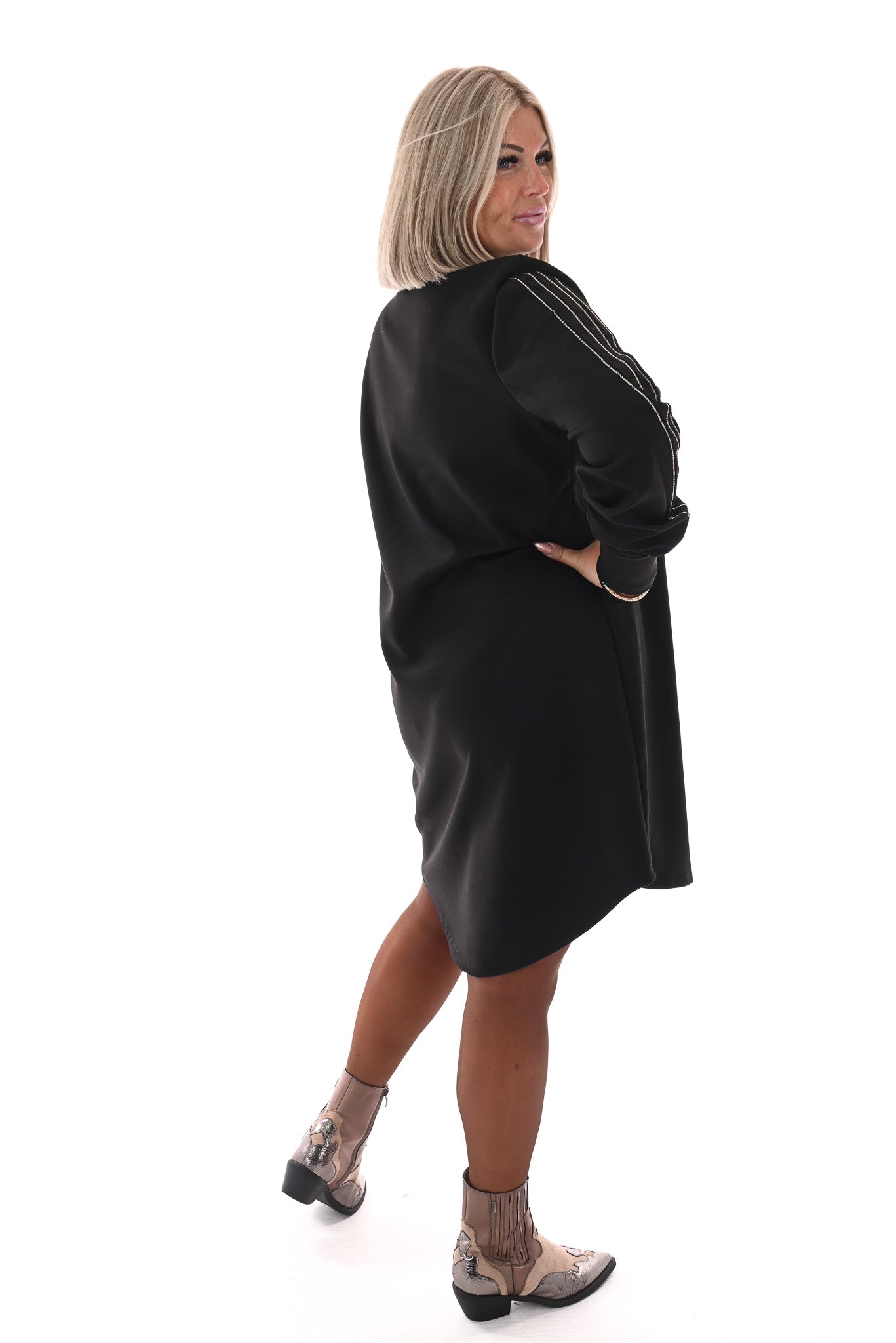 Tuniek deluxe v-hals gouden bies zwart