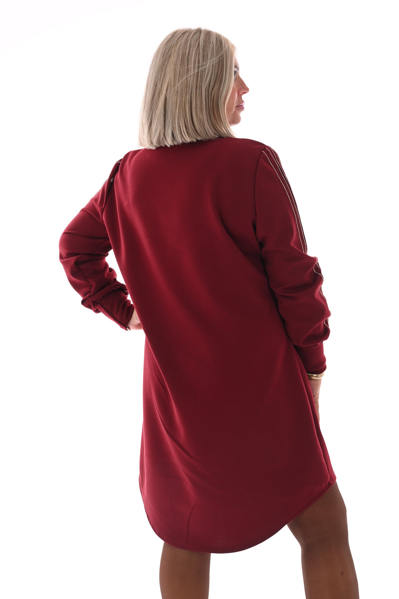 Tuniek deluxe v-hals gouden bies bordeaux