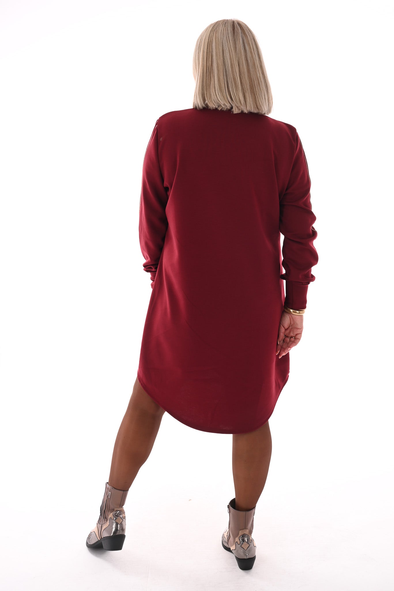 Tuniek deluxe v-hals gouden bies bordeaux