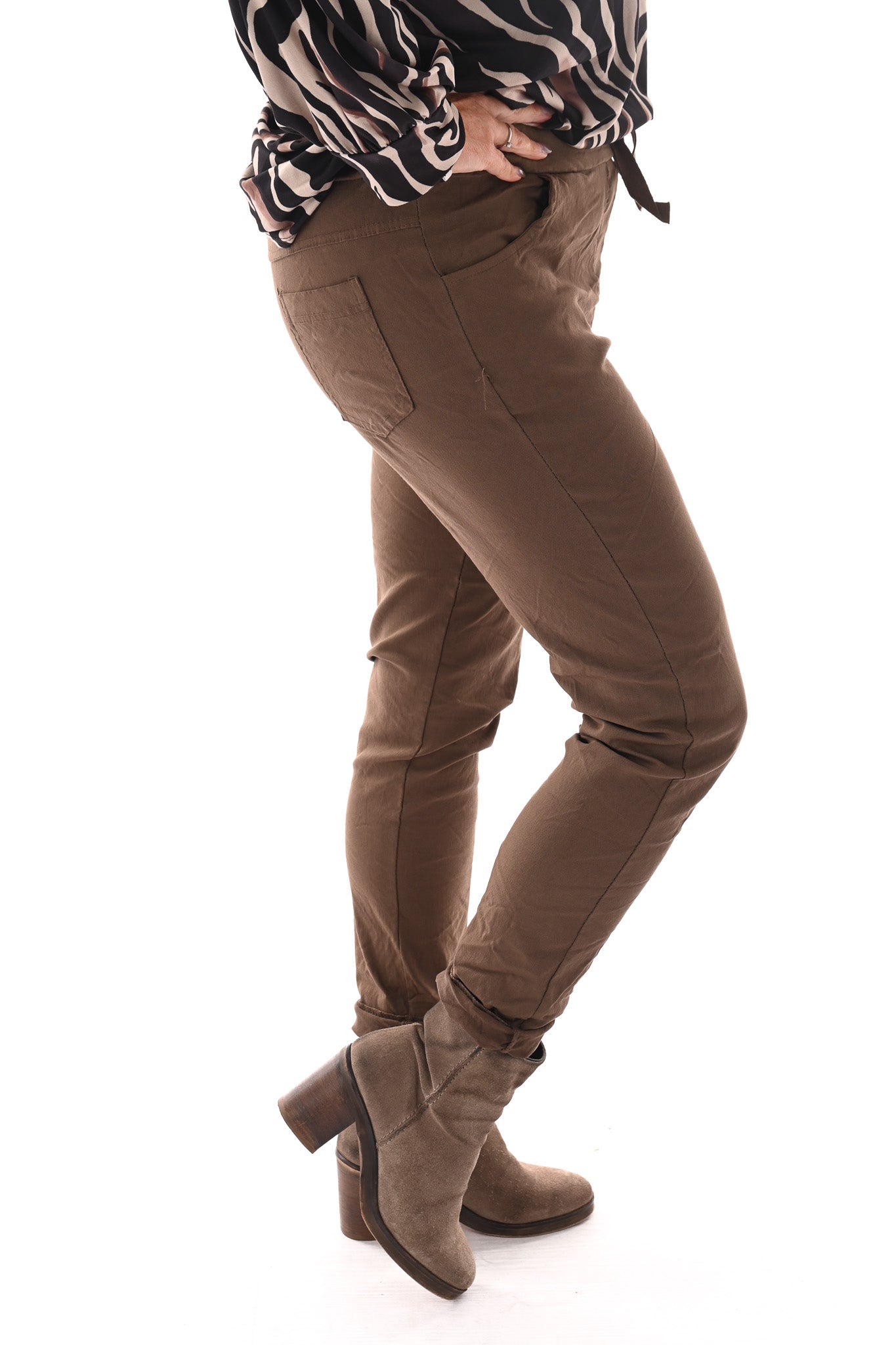 Stretchbroek uni bruin