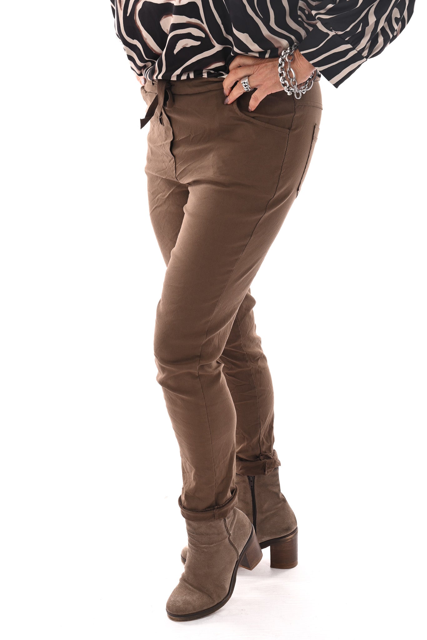 Stretchbroek uni bruin