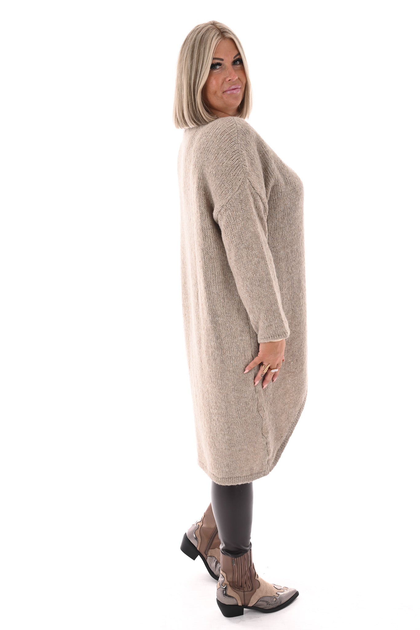 Gebreide trui overslag beige