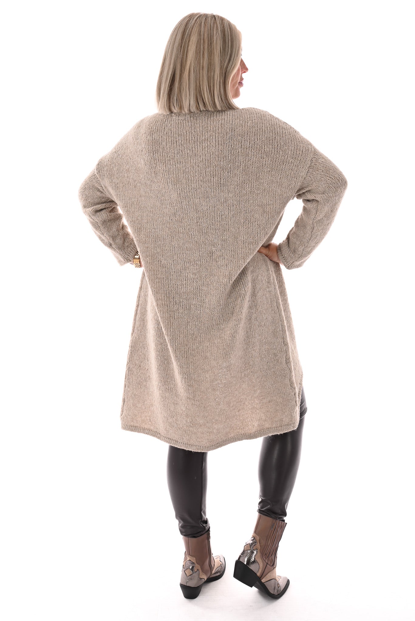 Gebreide trui overslag beige