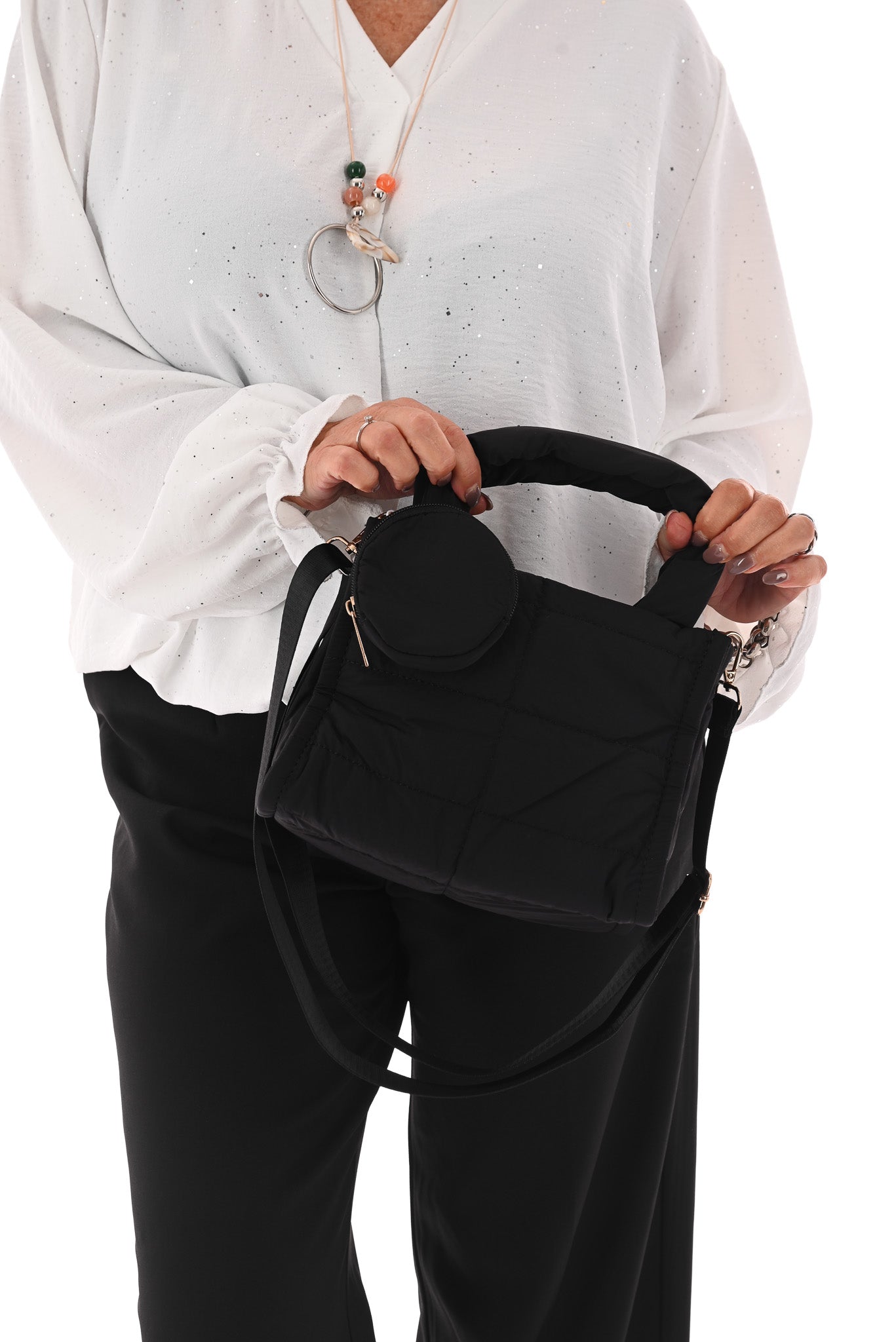 Mini puffer tas zwart