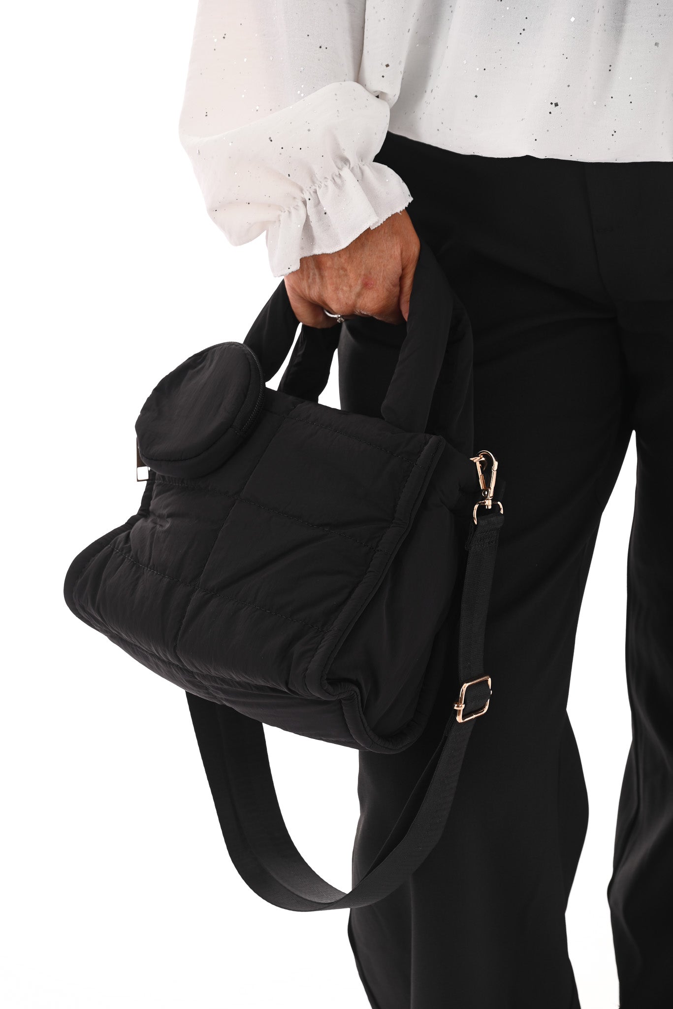 Mini puffer tas zwart