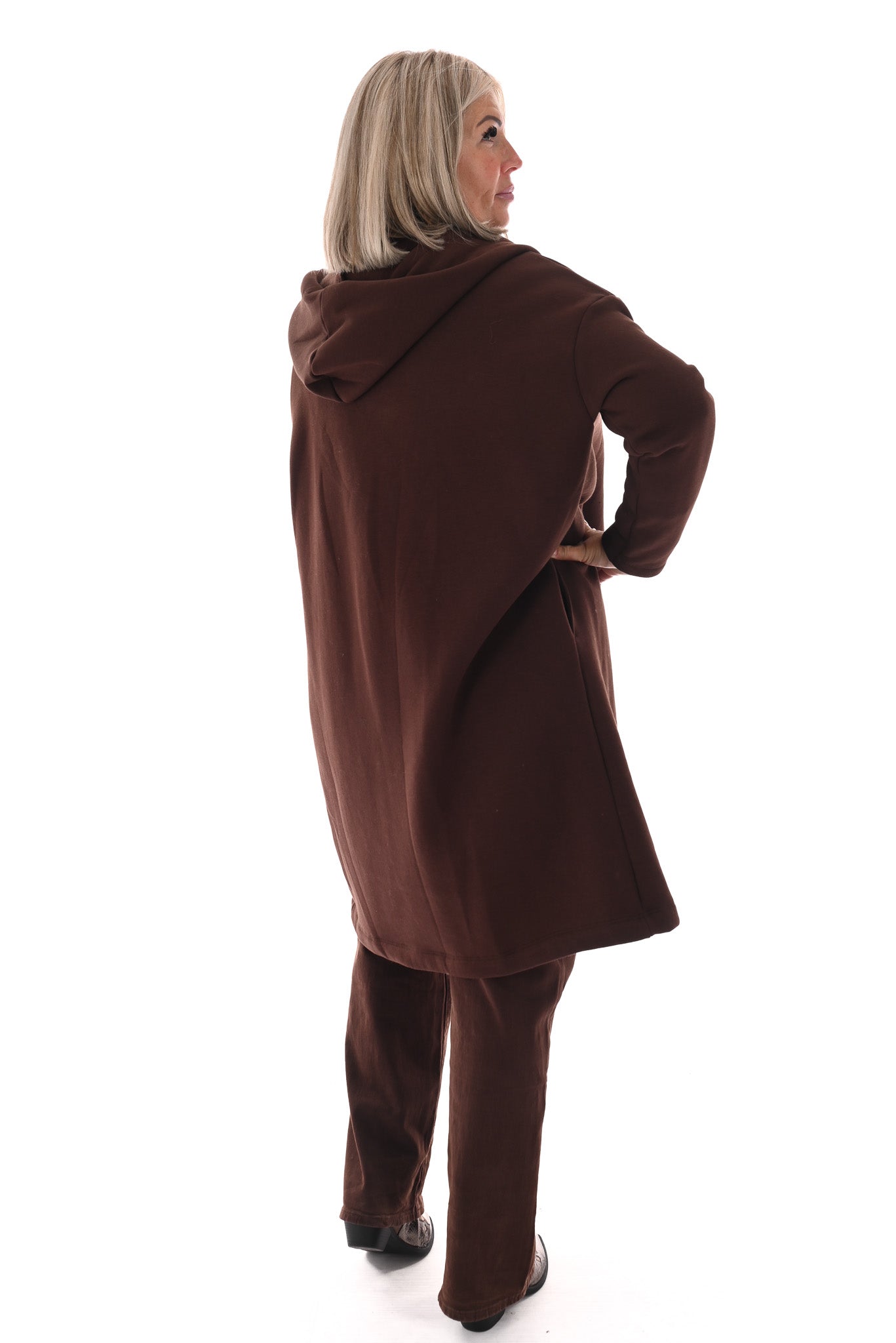 Sweatervest met capuchon donkerbruin