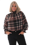 Top smock kraag ruitpatroon zwart