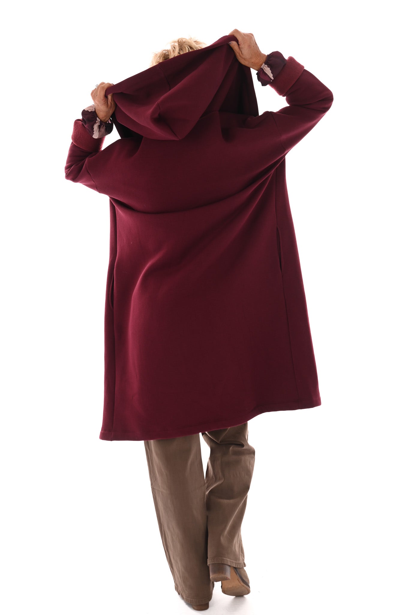 Sweatervest met capuchon bordeaux