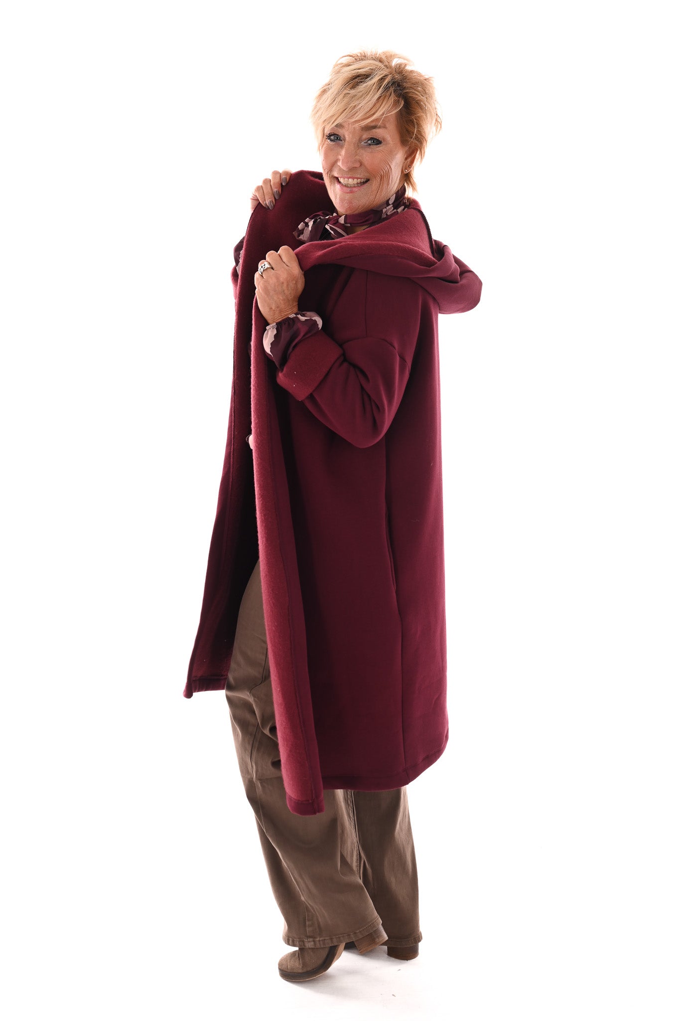 Sweatervest met capuchon bordeaux