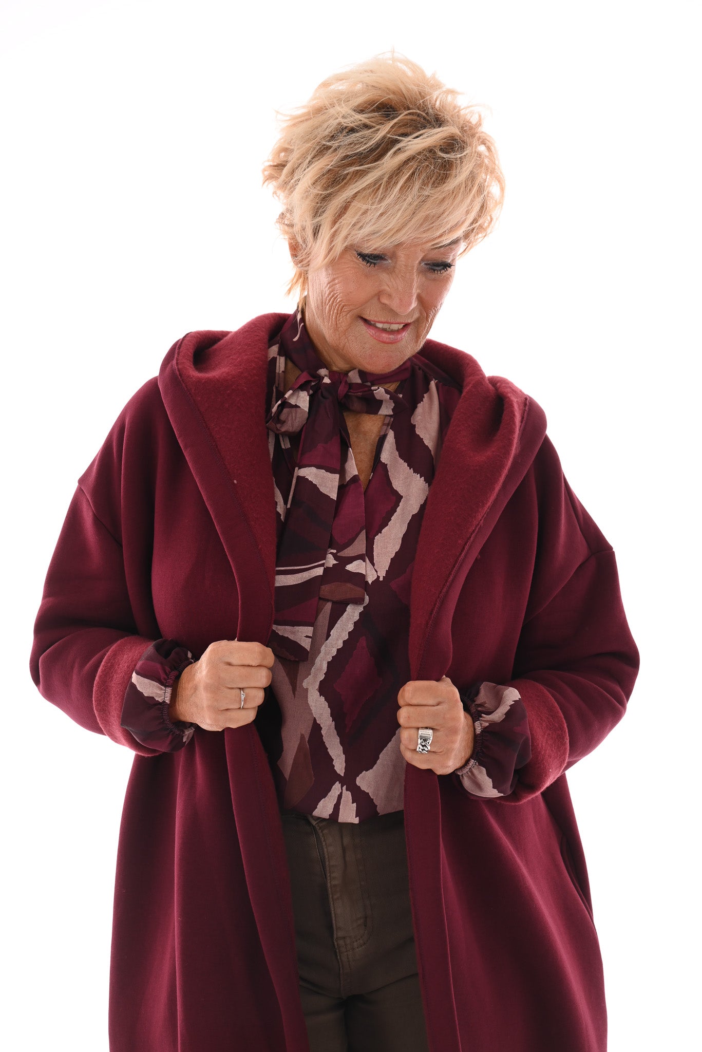 Sweatervest met capuchon bordeaux