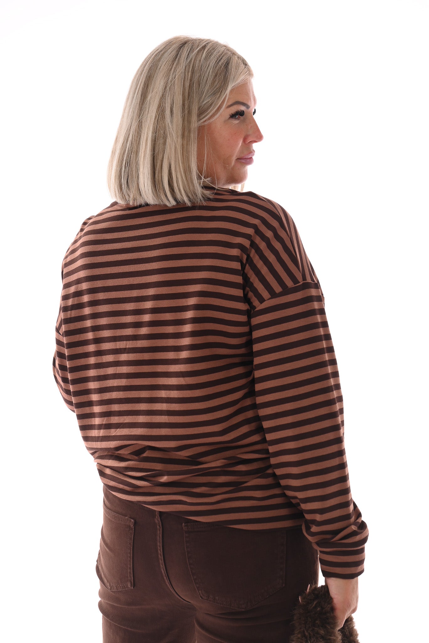 Gestreepte sweater Soho bruin/donkerbruin