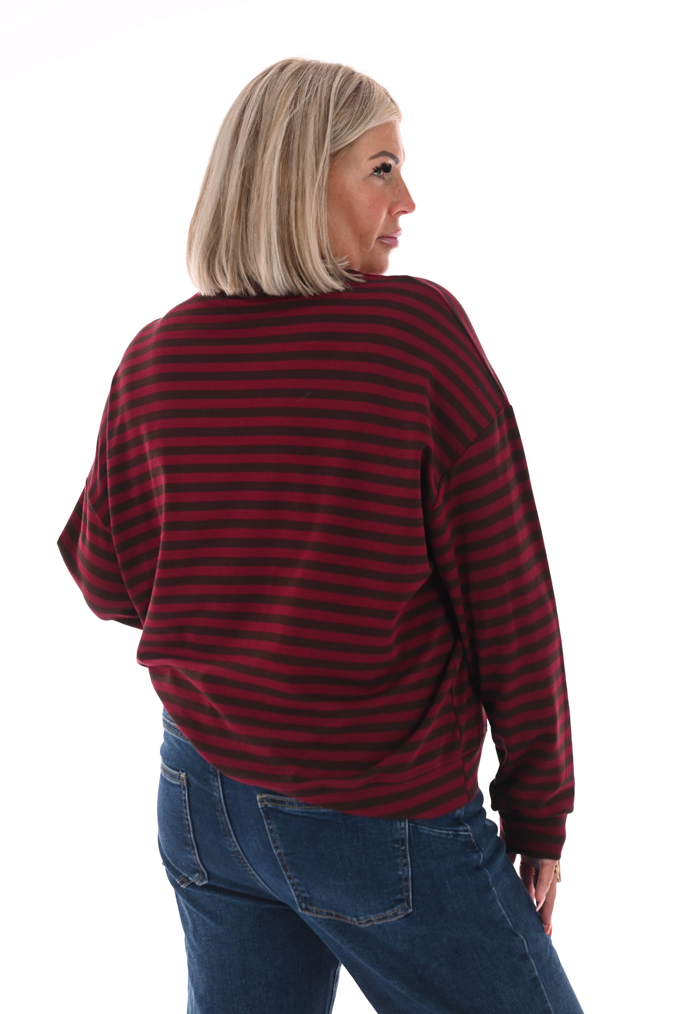 Gestreepte sweater Soho bordeaux/bruin